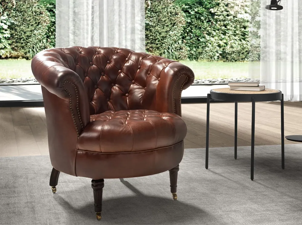 Fauteuils - Fauteuil Chester en cuir marron cognac - ANGEL CERDÁ