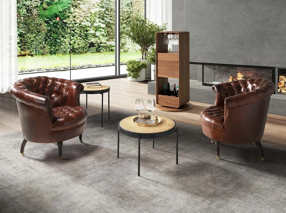 Fauteuils - Fauteuil Chester en cuir marron cognac - ANGEL CERDÁ