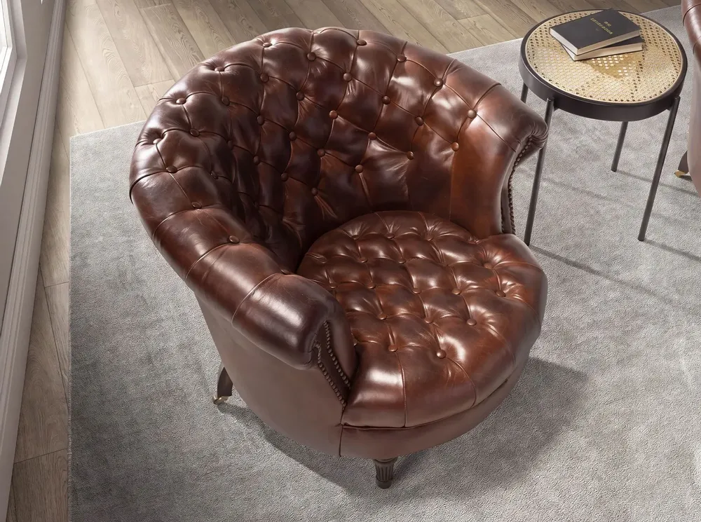 Fauteuils - Fauteuil Chester en cuir marron cognac - ANGEL CERDÁ