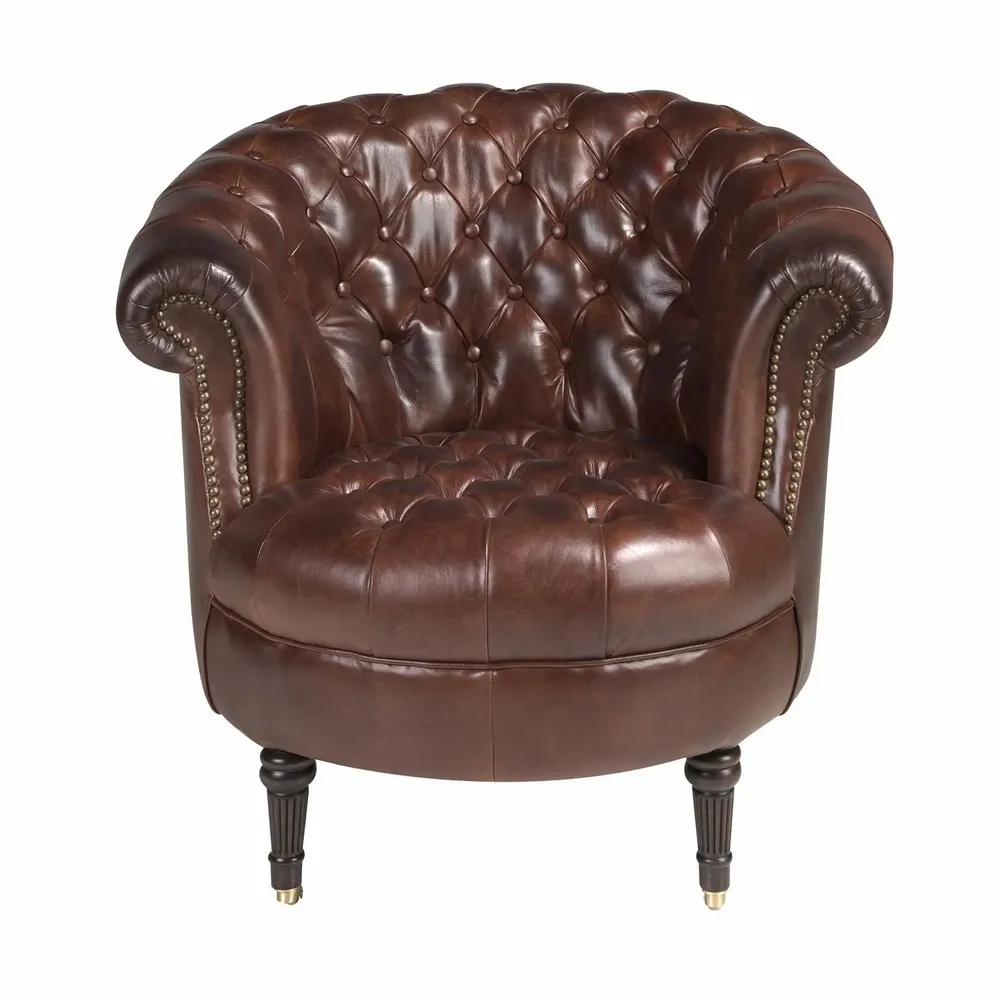 Fauteuils - Fauteuil Chester en cuir marron cognac - ANGEL CERDÁ
