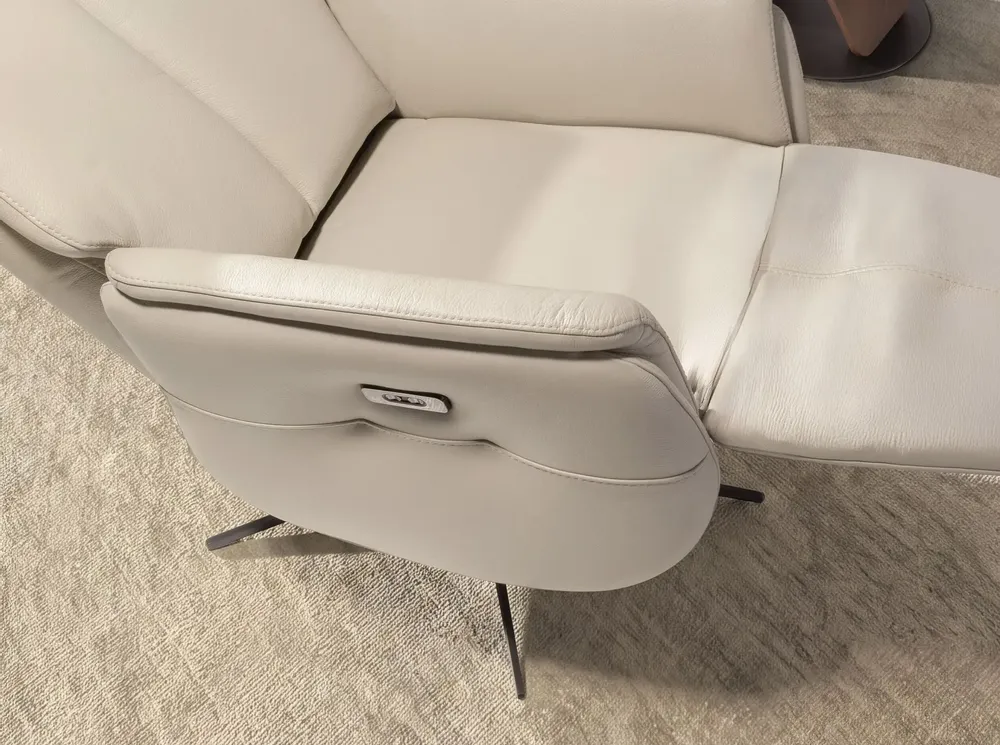 Armchairs - Swivel recliner armchair in pearl grey leather - ANGEL CERDÁ