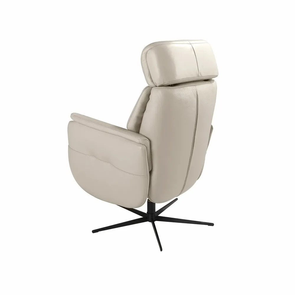 Armchairs - Swivel recliner armchair in pearl grey leather - ANGEL CERDÁ