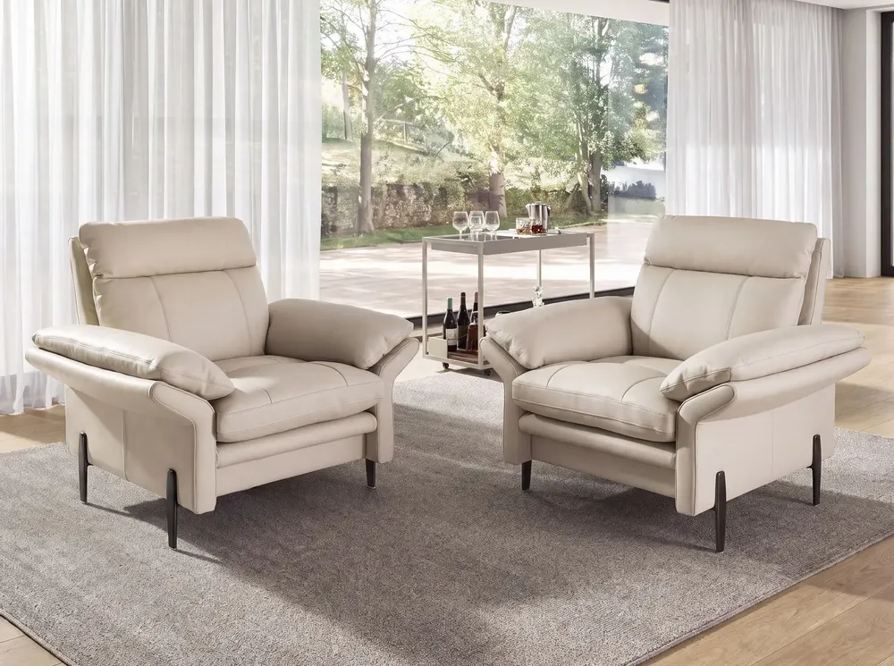 Fauteuils - Fauteuil en cuir gris taupe - ANGEL CERDÁ