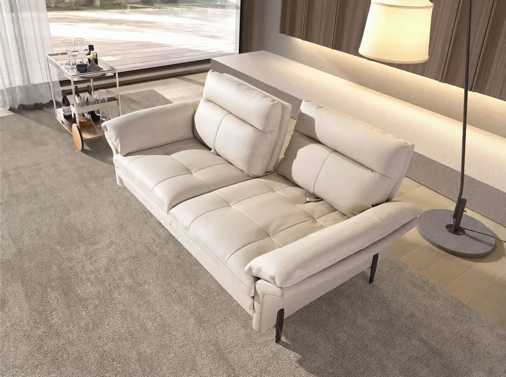 Sofas - 3-seater sofa in taupe grey leather - ANGEL CERDÁ