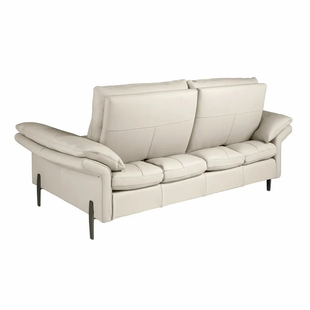 Sofas - 3-seater sofa in taupe grey leather - ANGEL CERDÁ