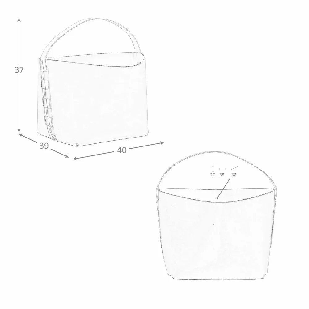 Baskets - Rectangular decorative storage basket in dark blue regenerated leather with handle - ANGEL CERDÁ