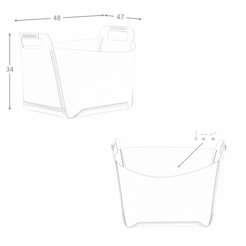 Baskets - Rectangular decorative storage basket in sand-coloured regenerated leather with handles - ANGEL CERDÁ