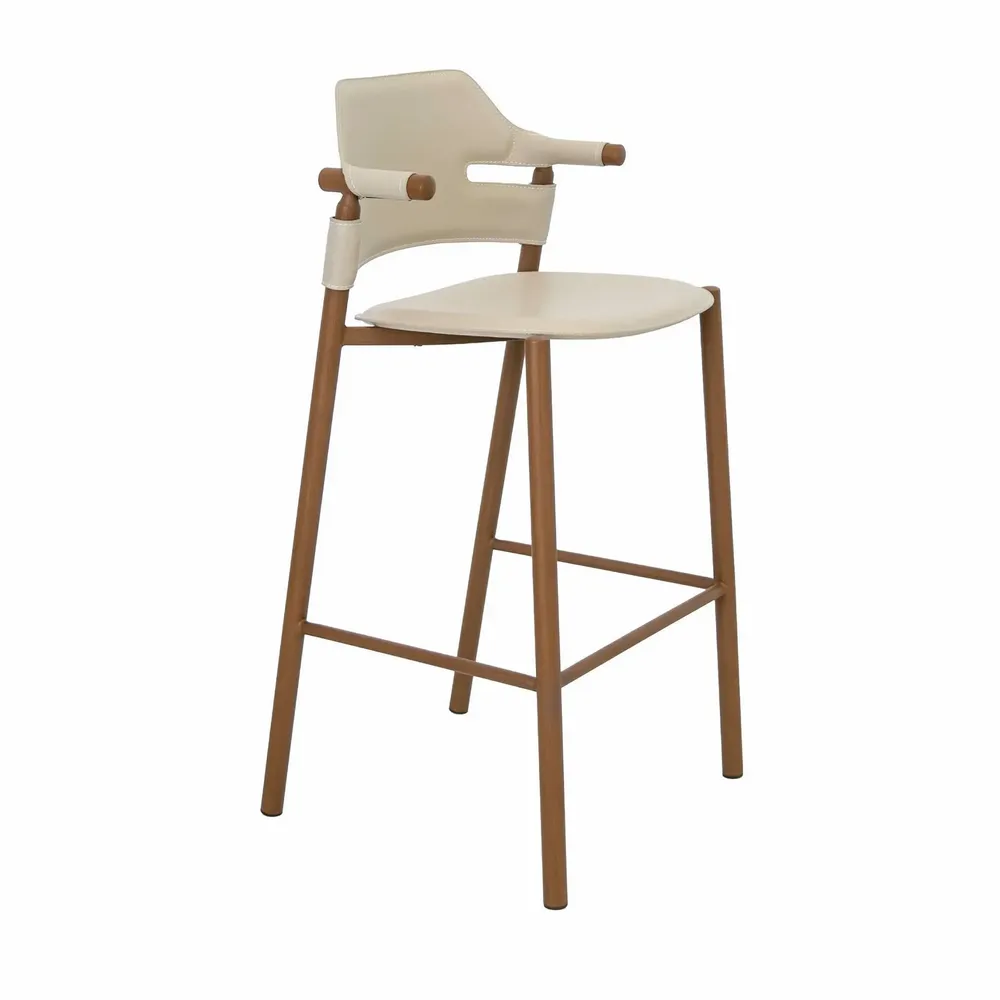 Chairs - Stool in sand-coloured regenerated leather - ANGEL CERDÁ