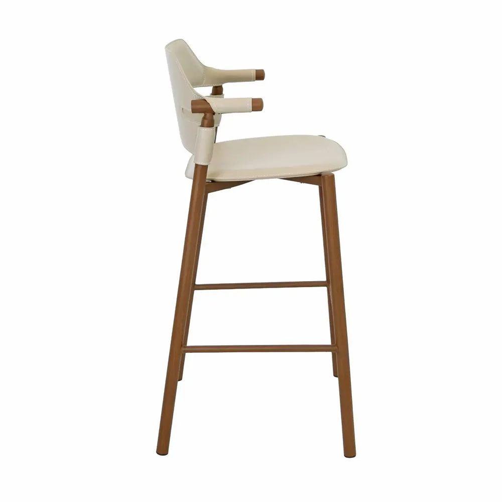 Chairs - Stool in sand-coloured regenerated leather - ANGEL CERDÁ
