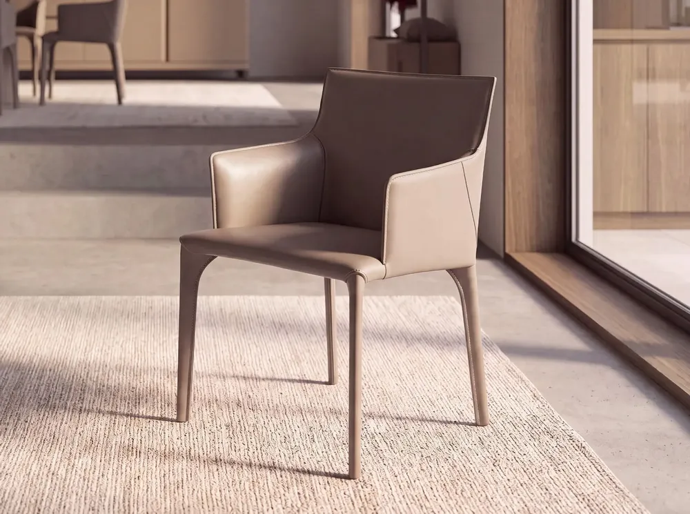 Chairs - Chair in mink-coloured regenerated leather - ANGEL CERDÁ