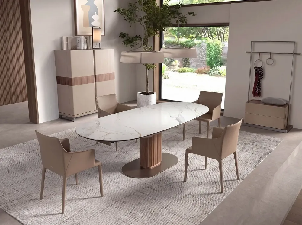 Chairs - Chair in mink-coloured regenerated leather - ANGEL CERDÁ