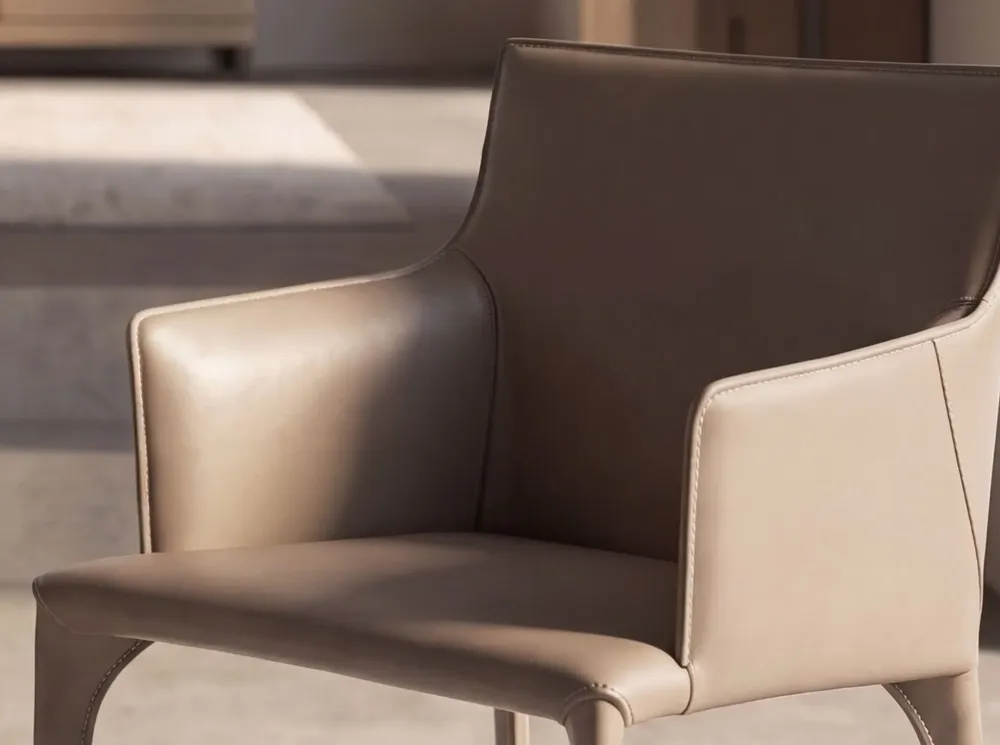 Chairs - Chair in mink-coloured regenerated leather - ANGEL CERDÁ