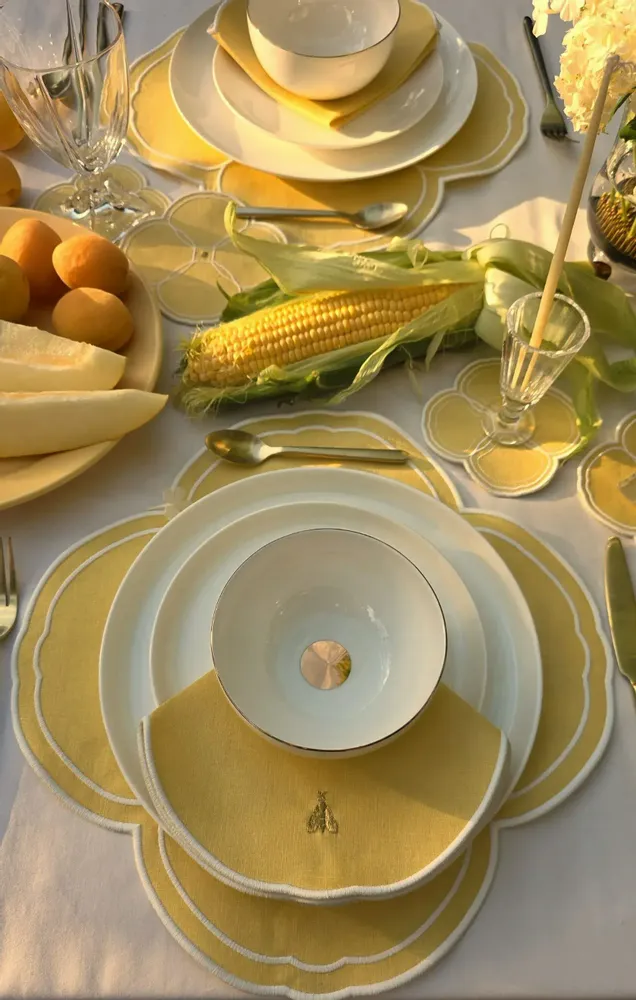 Linge de table textile - ABEILLE - serviette, set de table et dessous de verre - ARTIPARIS