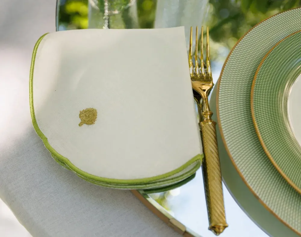 Linge de table textile - FLEUR D'ARTICHAUT - serviette et dessous de verre - ARTIPARIS