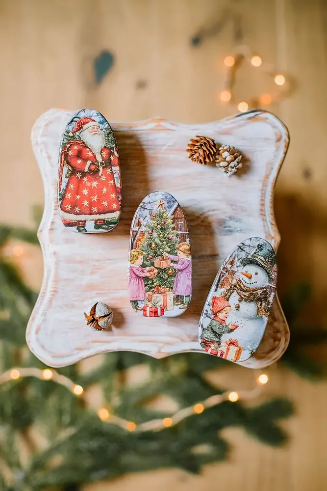Gifts - Set of 12 oval metal boxes — Vintage Christmas - MAISON ROYAL GARDEN