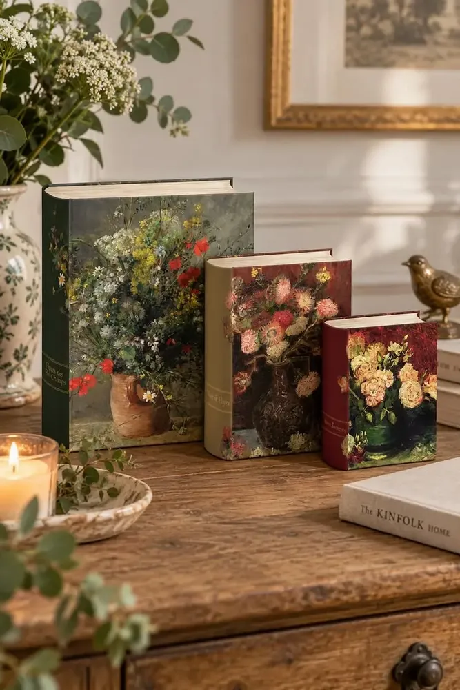 Decorative objects - Set of 3 nesting book boxes - Vase Paintings - MAISON ROYAL GARDEN