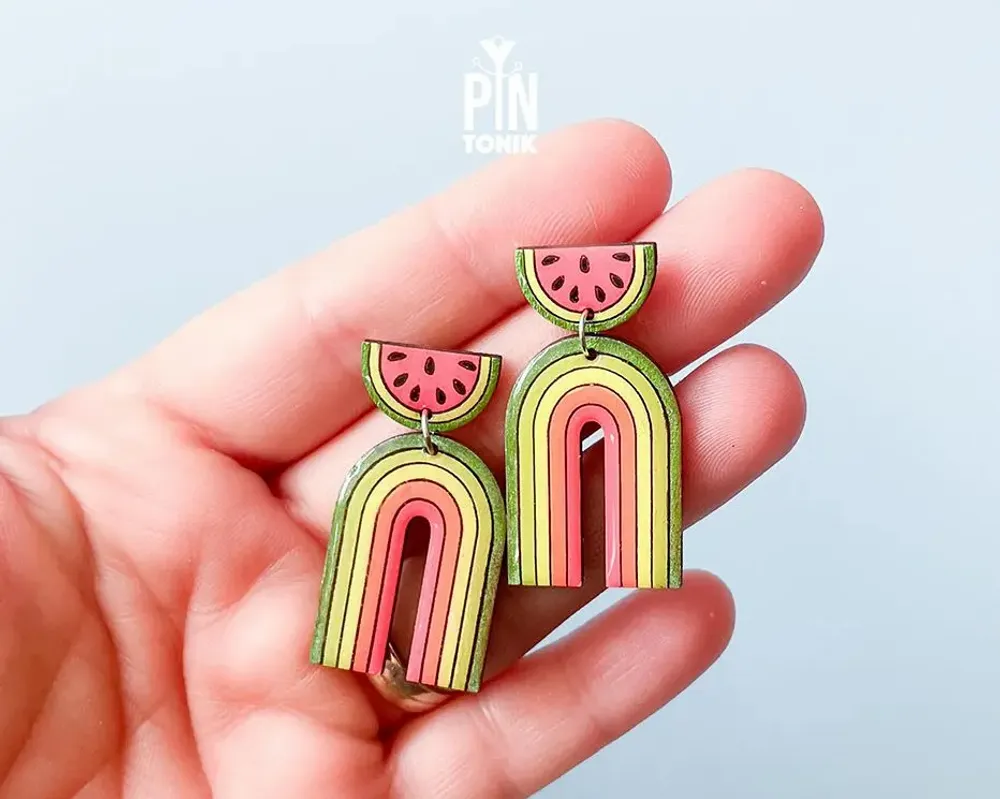 Bijoux - Boucles d'oreilles arc-en-ciel en forme de pastèque - PINTONIK