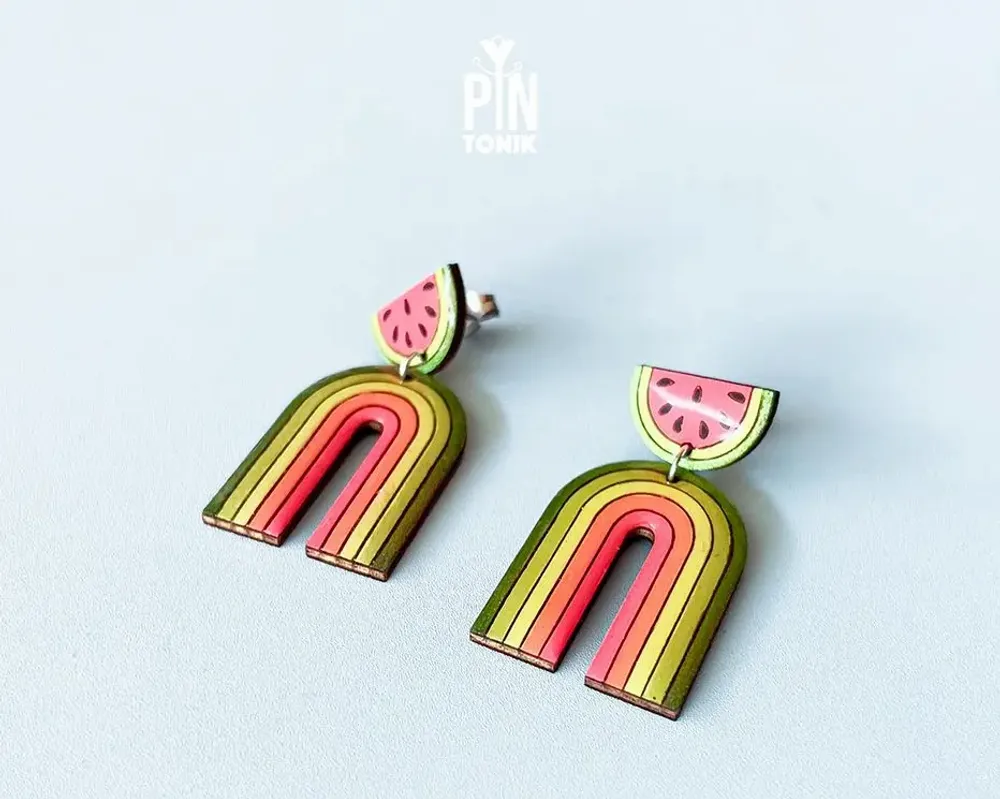 Bijoux - Boucles d'oreilles arc-en-ciel en forme de pastèque - PINTONIK