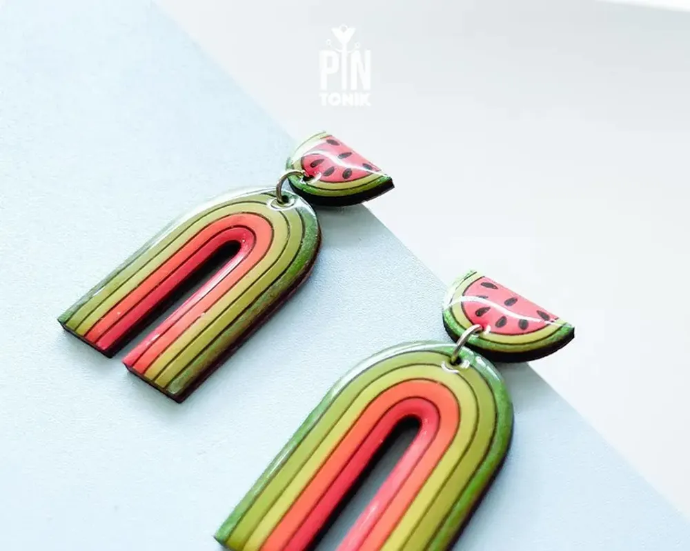 Bijoux - Boucles d'oreilles arc-en-ciel en forme de pastèque - PINTONIK