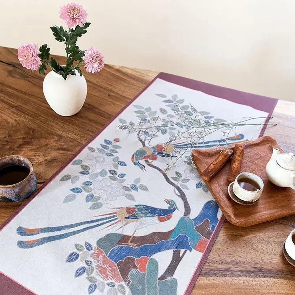 Affiches - Parchemin mural représentant des fleurs et des oiseaux de Minhwa - BON`EE(LIVING ART BRAND)