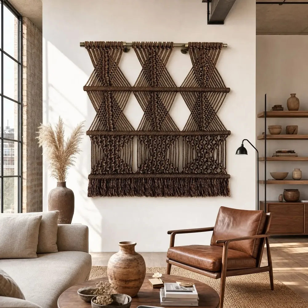 Tapisseries - Tenture Murale Macramé Fondation Marron - NŒULUXE
