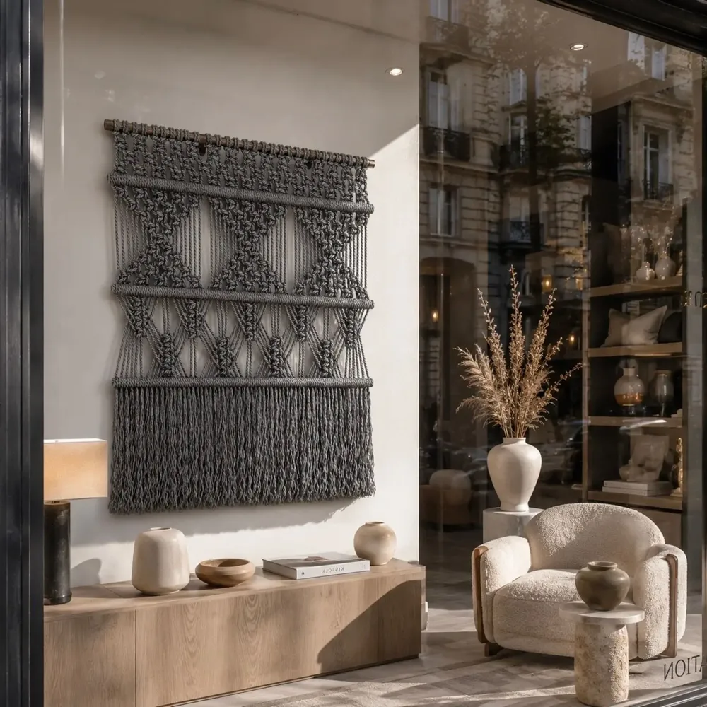 Tapisseries - Tenture Murale Macramé Fondation Argent - NŒULUXE