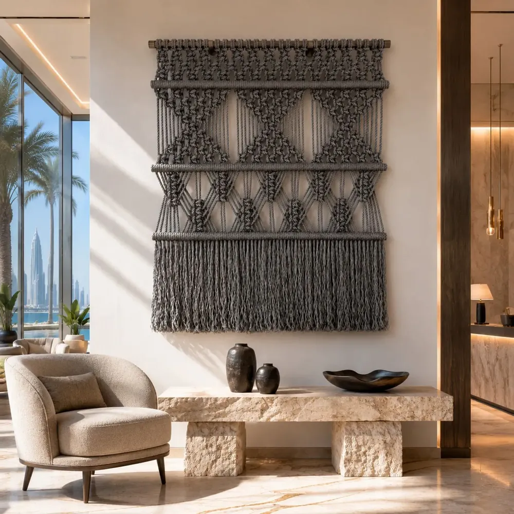 Tapisseries - Tenture Murale Macramé Fondation Argent - NŒULUXE