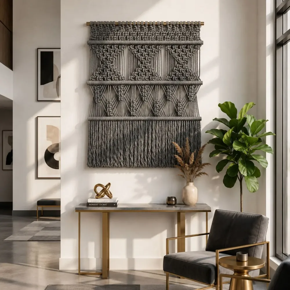 Tapisseries - Tenture Murale Macramé Fondation Argent - NŒULUXE