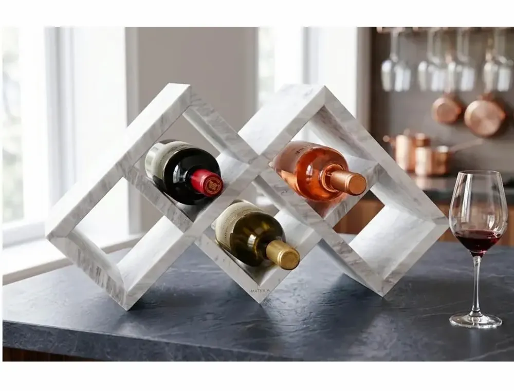 Objets design - Porte-bouteille de vin en marbre carrara gris clair - SAGIT