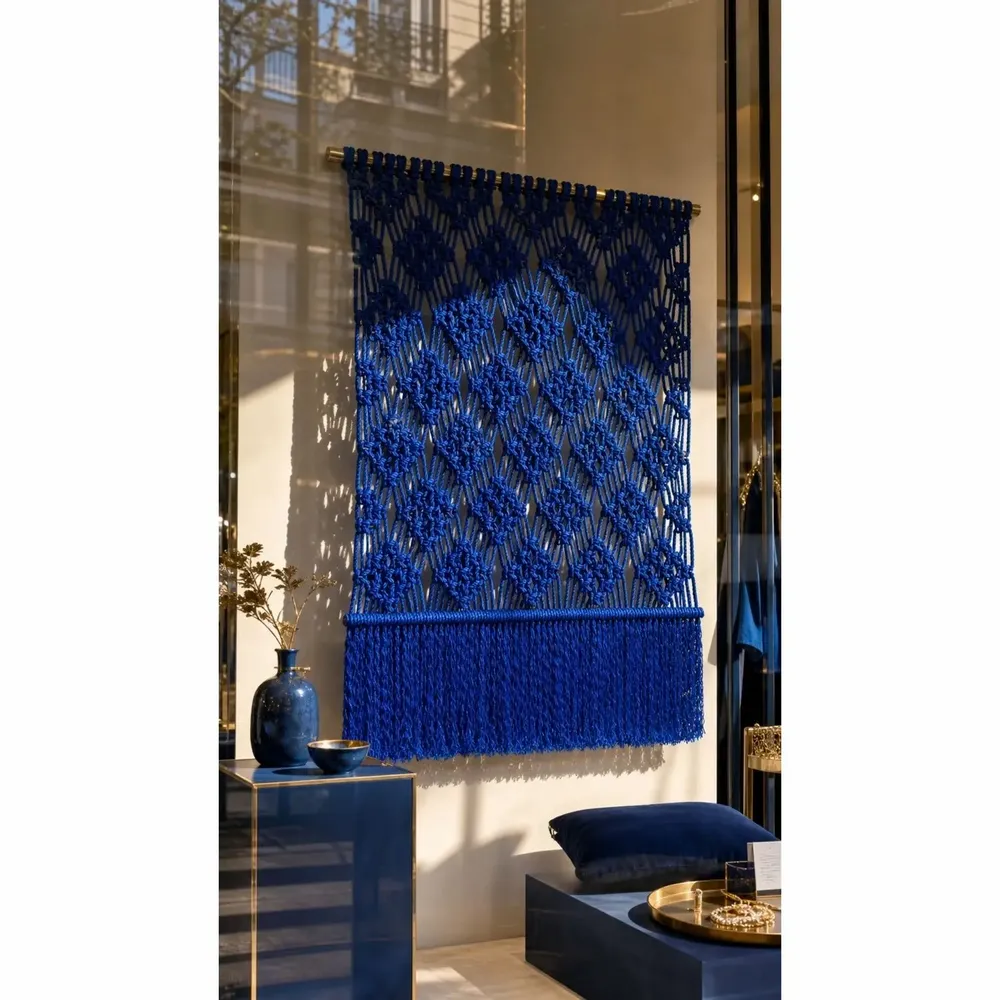 Tapisseries - Tenture Murale Macramé Mili Bleu Électrique - NŒULUXE