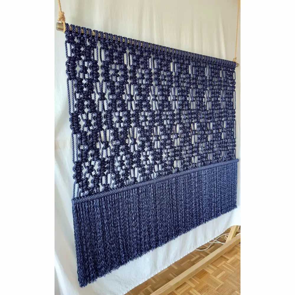 Tapisseries - Tenture Murale Macramé Mili Bleu Marine - NŒULUXE