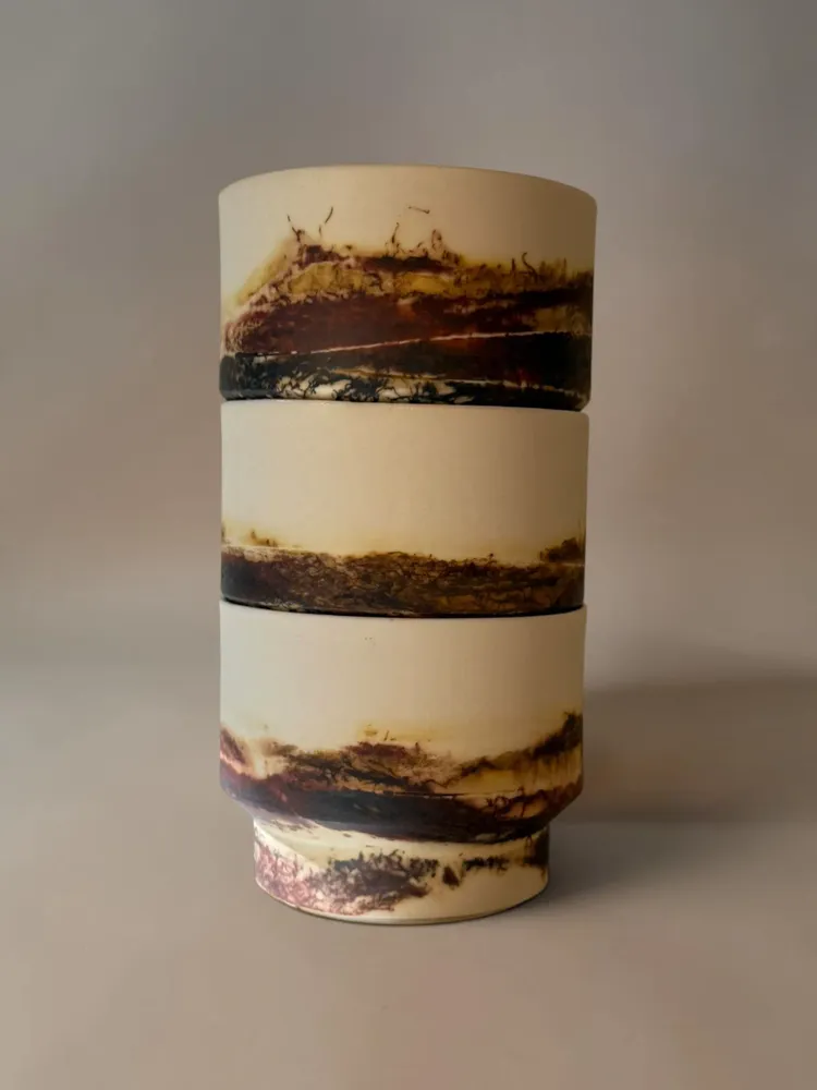 Mugs - Saggar-Fired Porcelain Cup - JOHN MAC CERAMICS