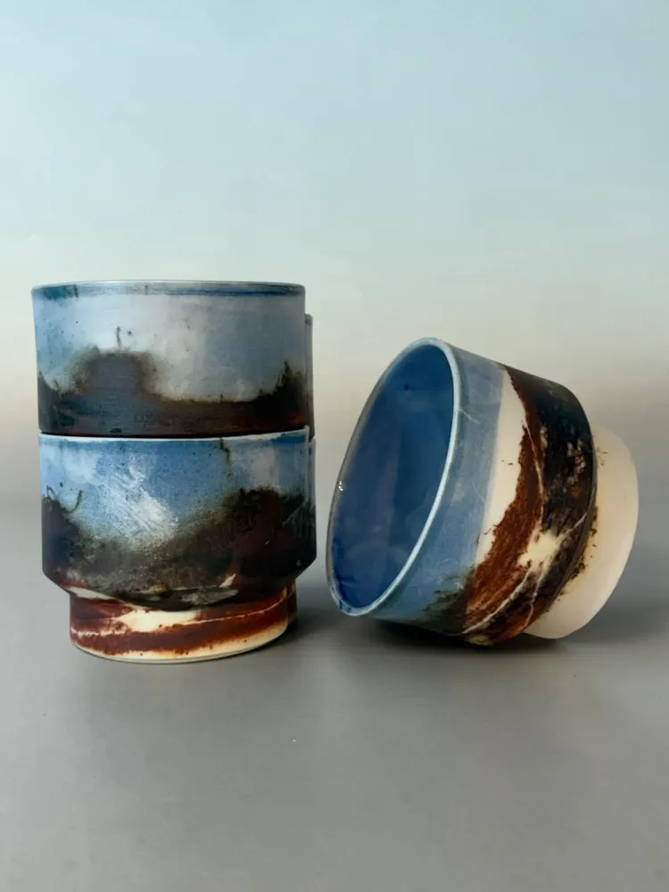 Mugs - Saggar-Fired Porcelain Cup - JOHN MAC CERAMICS