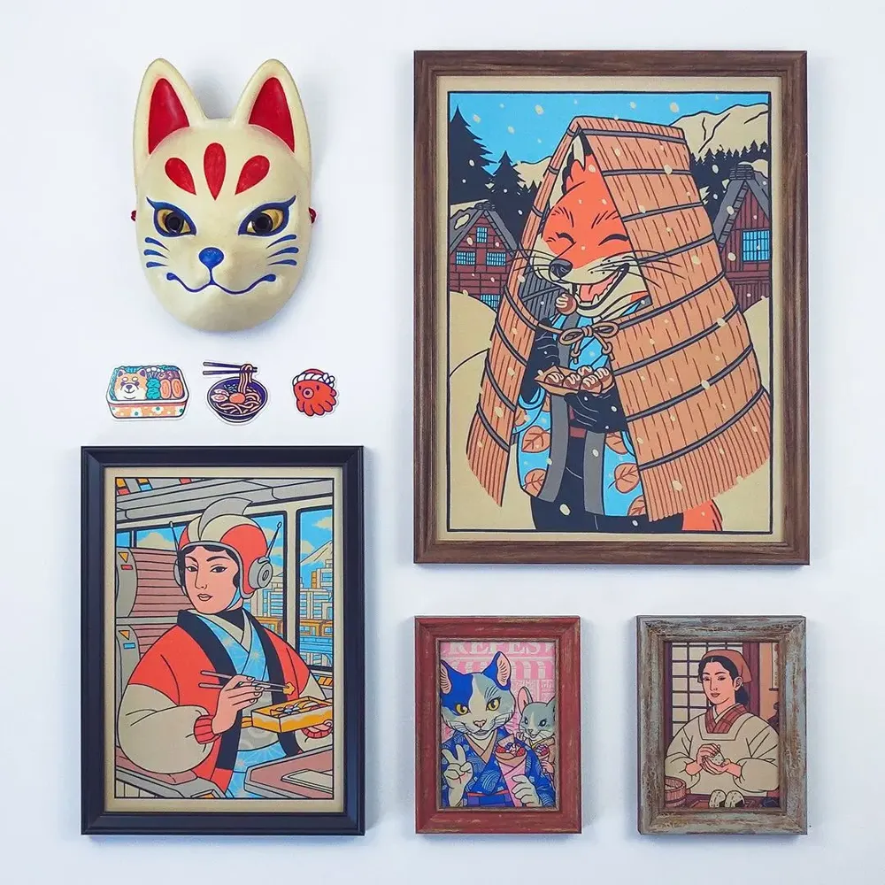 Poster - Poster\" The fox with the mino\” (Format 30x40cm or 50x70cm) - YEAAAH! STUDIO