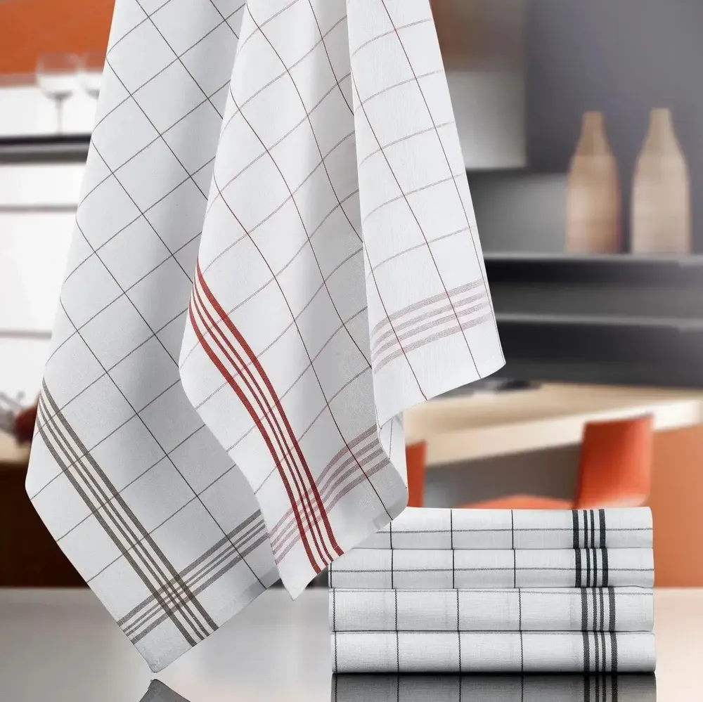 Dish towels - Carreaux Tea Towel Taupe 50 X 70 - MAISON VIVARAISE - SDE VIVARAISE WINKLER
