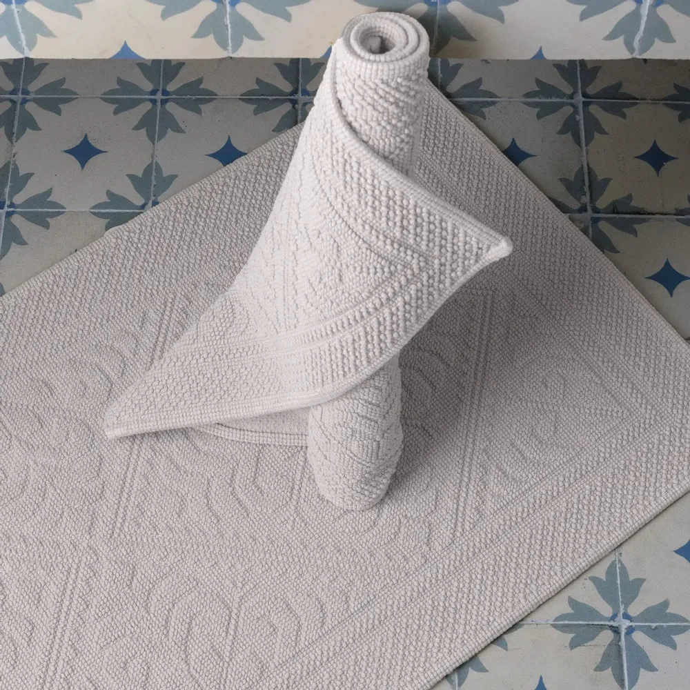 Other bath linens - Enzo Bath Mat Ciment 54 X 64 - MAISON VIVARAISE - SDE VIVARAISE WINKLER