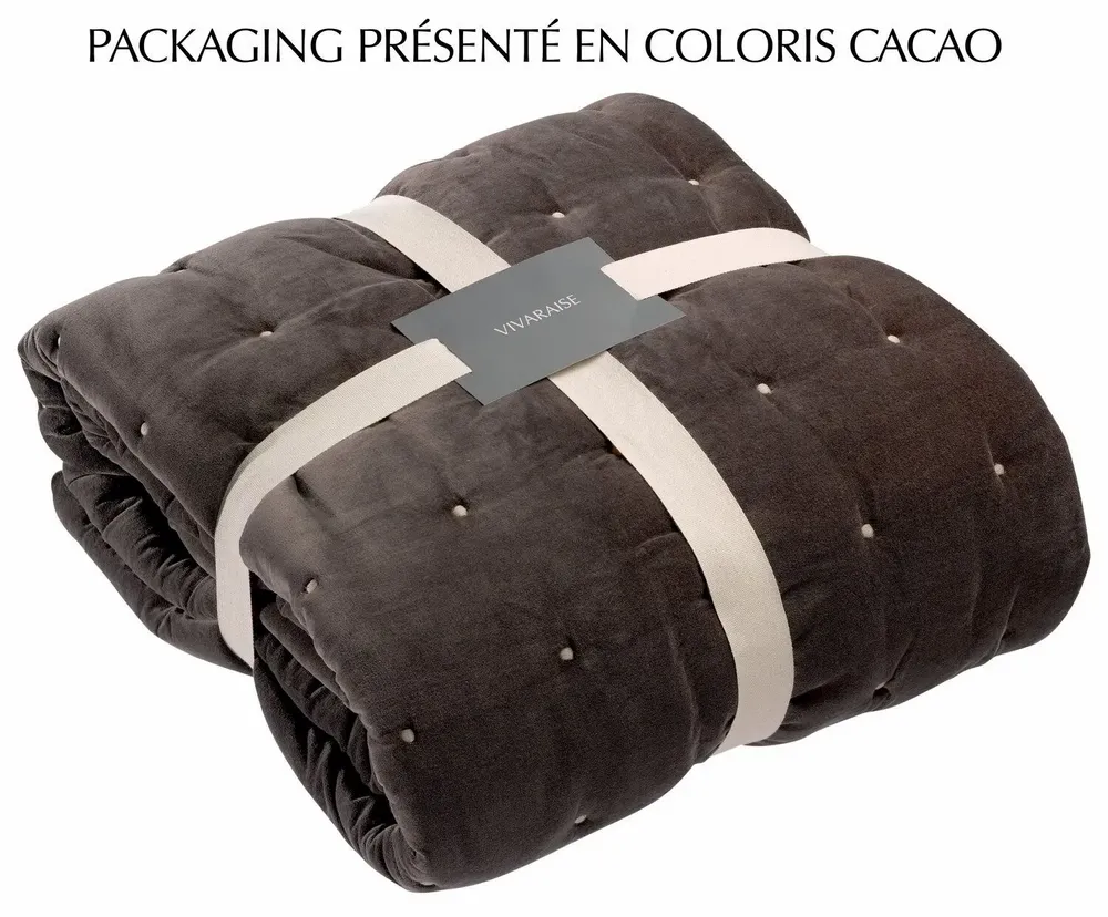 Linge de lit - Chemin de Lit Uni Elise Vert de Gris 90 X 240 - MAISON VIVARAISE - SDE VIVARAISE WINKLER