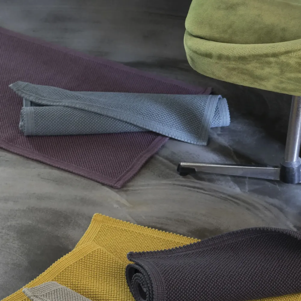 Autres linges de bain - Tapis de bain uni Etia Indigo 54 x 110 - MAISON VIVARAISE - SDE VIVARAISE WINKLER
