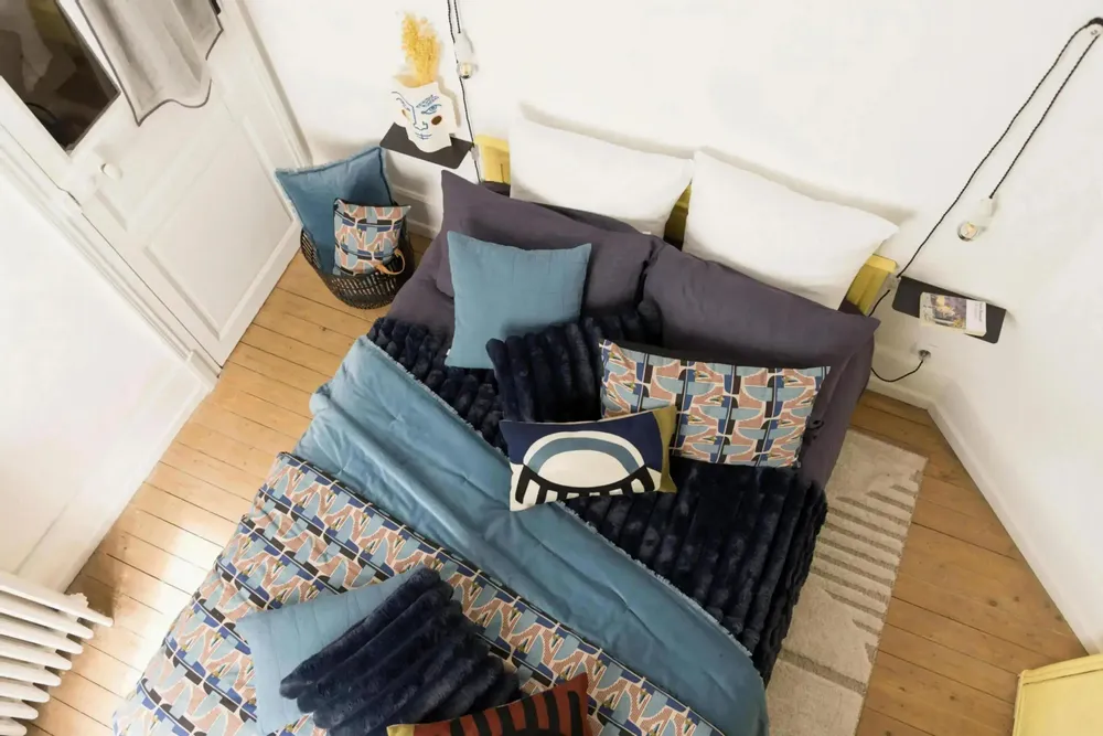 Linge de lit - Jeté de lit Alice Marine 180 x 260 - MAISON VIVARAISE - SDE VIVARAISE WINKLER