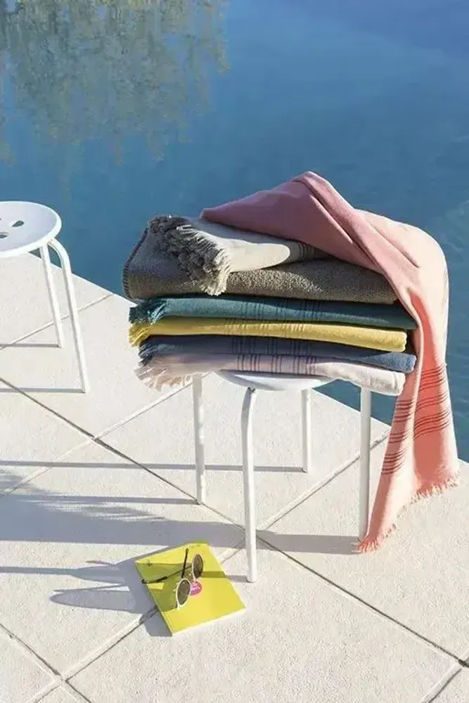 Bed linens - Hammam Towel Cancun Perle 90 X 180 - MAISON VIVARAISE - SDE VIVARAISE WINKLER