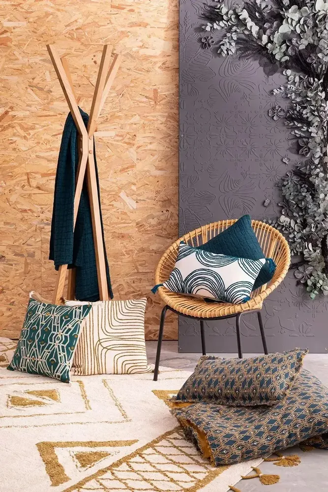 Linge de lit - Jeté de lit Swami Pétrole 180 x 260 - MAISON VIVARAISE - SDE VIVARAISE WINKLER