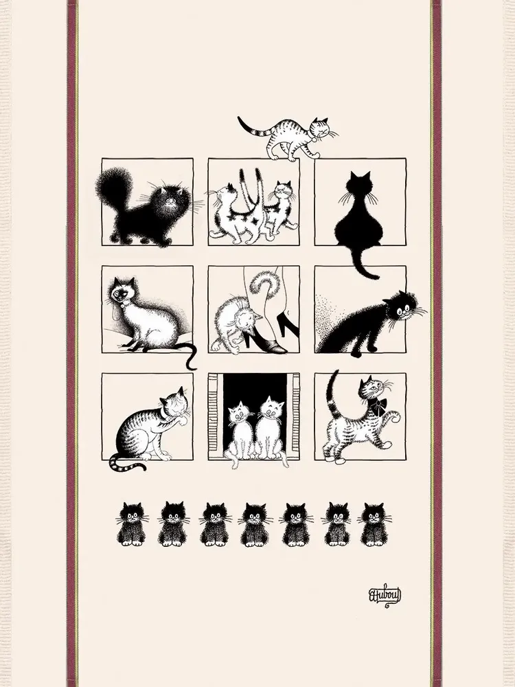Torchons - Grand torchon Dubout Galerie de chats Ecru 60 x 80 - MAISON VIVARAISE - SDE VIVARAISE WINKLER