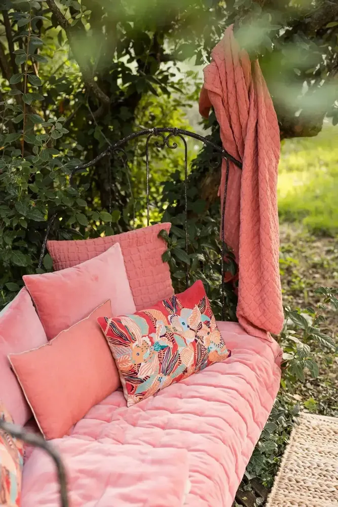 Coussins - Coussin uni Elise Pêche 45 x 45 - MAISON VIVARAISE - SDE VIVARAISE WINKLER