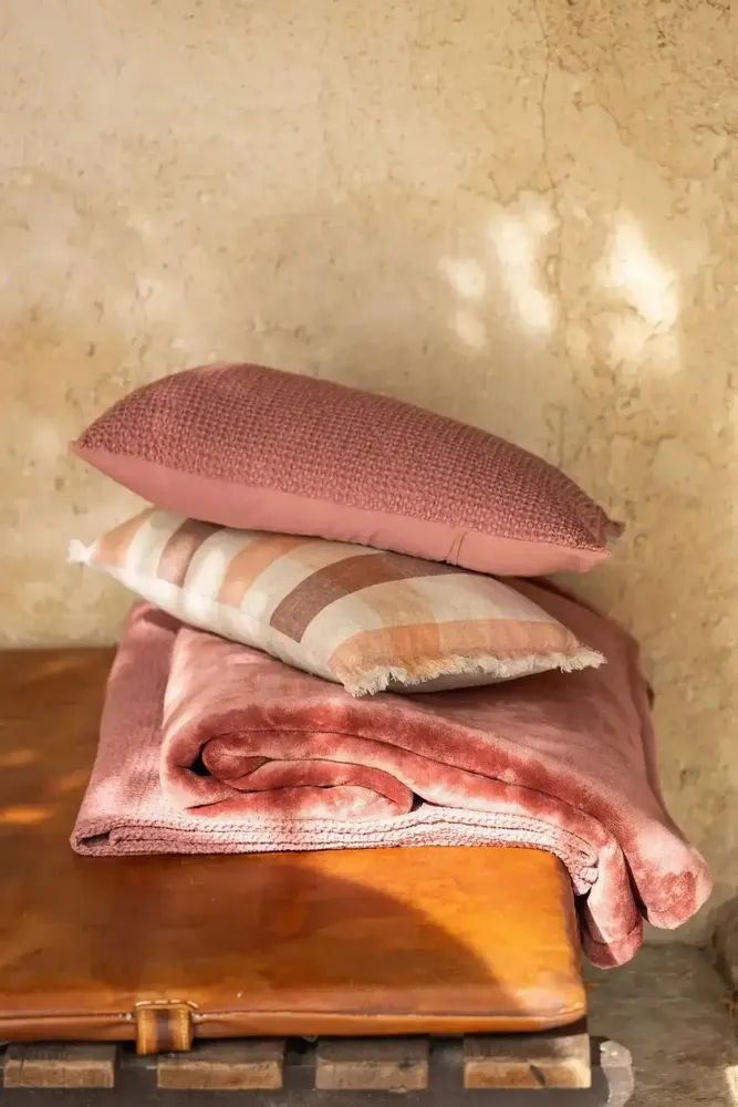 Throw blankets - Michka Throw Blanket Terracotta 130 X 160 - MAISON VIVARAISE - SDE VIVARAISE WINKLER