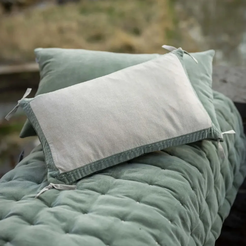 Coussins - Coussin Elise Chambray Verveine 45 x 45 - MAISON VIVARAISE - SDE VIVARAISE WINKLER