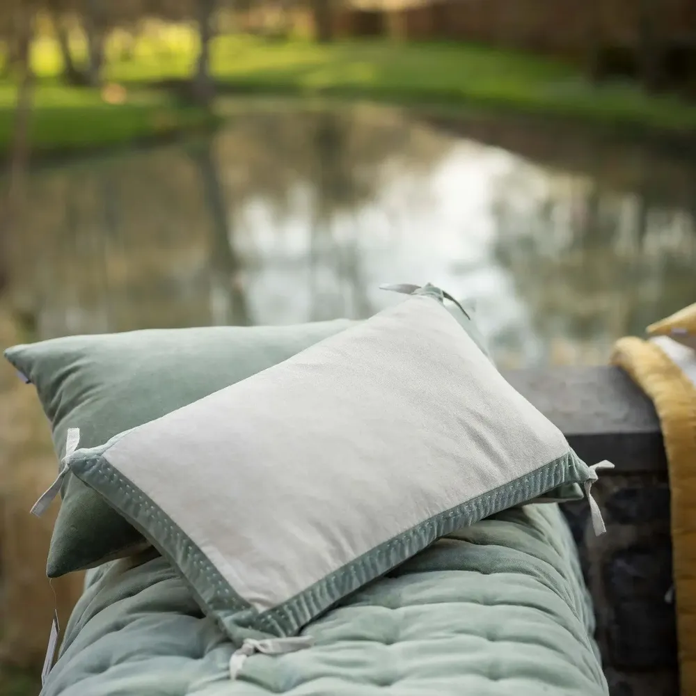 Coussins - Coussin Elise Chambray Verveine 45 x 45 - MAISON VIVARAISE - SDE VIVARAISE WINKLER