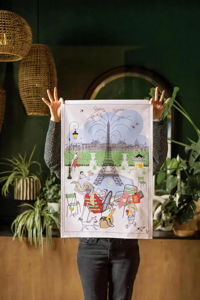 Dish towels - Tea Towel Les jardins parisiens Blanc 48 X 72 - MAISON VIVARAISE - SDE VIVARAISE WINKLER
