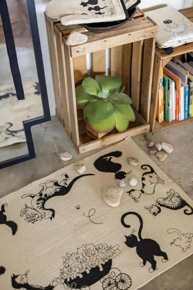 Tapis - Tapis Dubout Multi Chats Ecru 60 x 90 - MAISON VIVARAISE - SDE VIVARAISE WINKLER