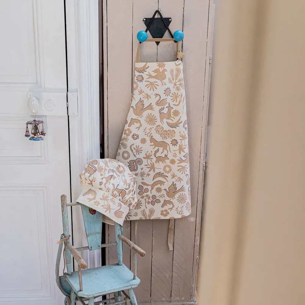 Tabliers de cuisine - Tablier de cuisine et toque en coton bio Pandi Naturel 52 x 63 - MAISON VIVARAISE - SDE VIVARAISE WINKLER