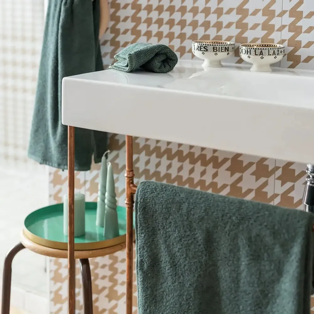 Serviettes de bain - Serviette invité Bora Fougère 30 x 50 - MAISON VIVARAISE - SDE VIVARAISE WINKLER